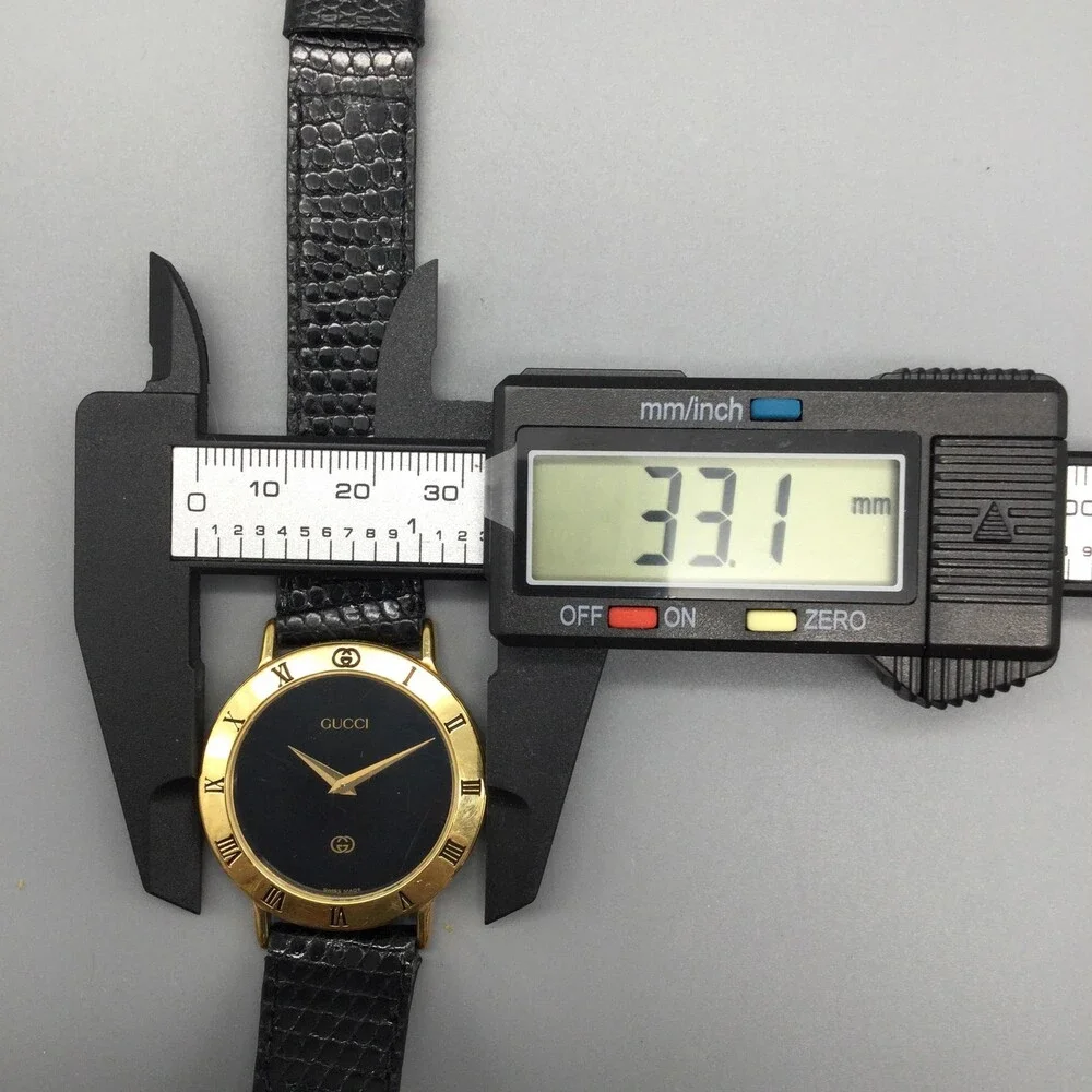 Gucci Black Dial Gold-Tone Roman Numeral Leather Strap Watch - Picture 12 of 14
